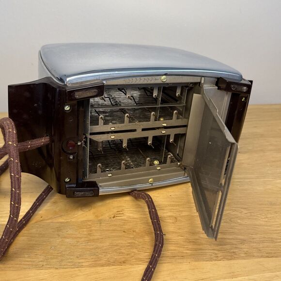 Toastmaster Super Deluxe Toaster Chrome Auto Pop Up MCM Vtg 1950s Works Well - Picture 10 of 14